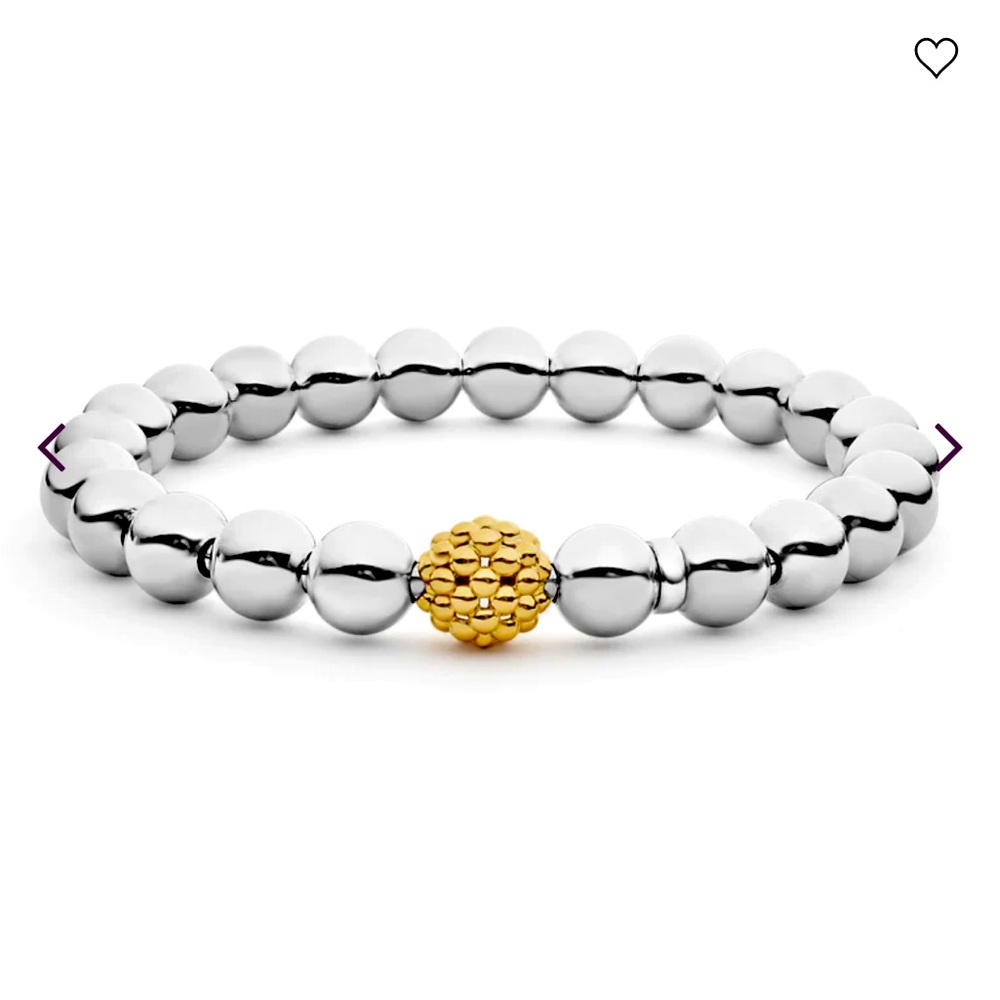 🌸Lagos Sterling Silver & 18k gold stretch bracelet🌸 with pouch and cloth